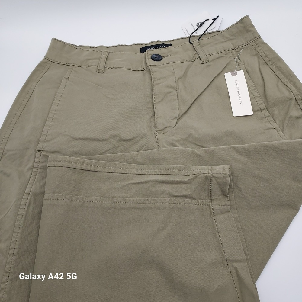 Sanctuary Anthropologie Wide Leg Seam Detail Trousers Green Size 27 NEW